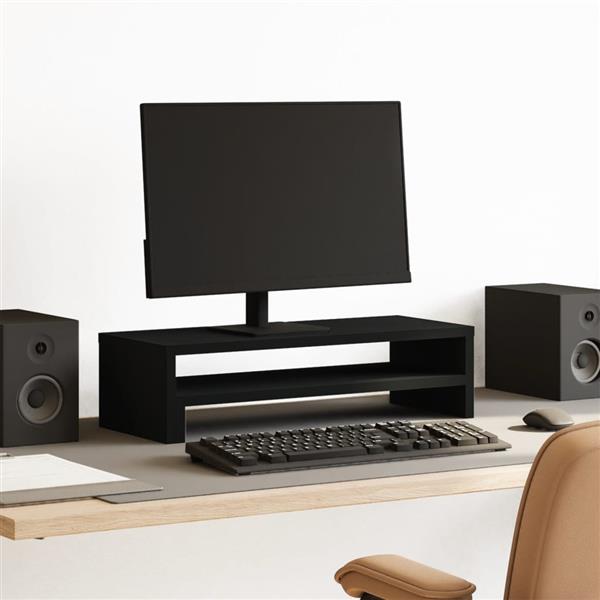 Grote foto vidaxl monitorstandaard 54x22x15 cm bewerkt hout zwart computers en software overige computers en software