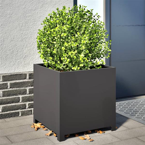 Grote foto vidaxl plantenbak 50x50x50 cm staal zwart tuin en terras overige tuin en terras