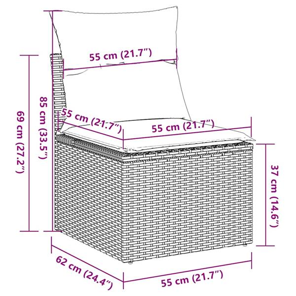 Grote foto vidaxl 6 delige loungeset met kussens poly rattan bruin tuin en terras tuinmeubelen