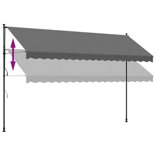 Grote foto vidaxl luifel uittrekbaar 400x150 cm stof en staal antracietkleurig tuin en terras overige tuin en terras