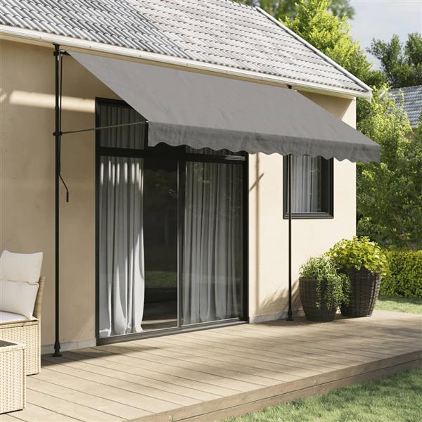Grote foto vidaxl luifel uittrekbaar 300x150 cm stof en staal antracietkleurig tuin en terras overige tuin en terras