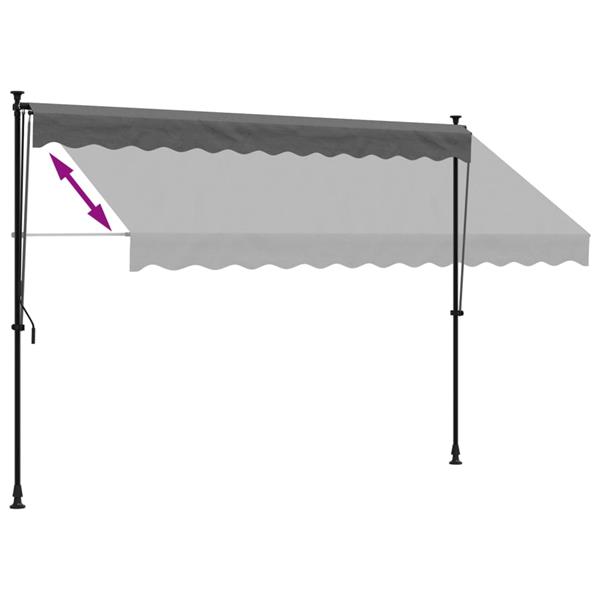 Grote foto vidaxl luifel uittrekbaar 300x150 cm stof en staal antracietkleurig tuin en terras overige tuin en terras