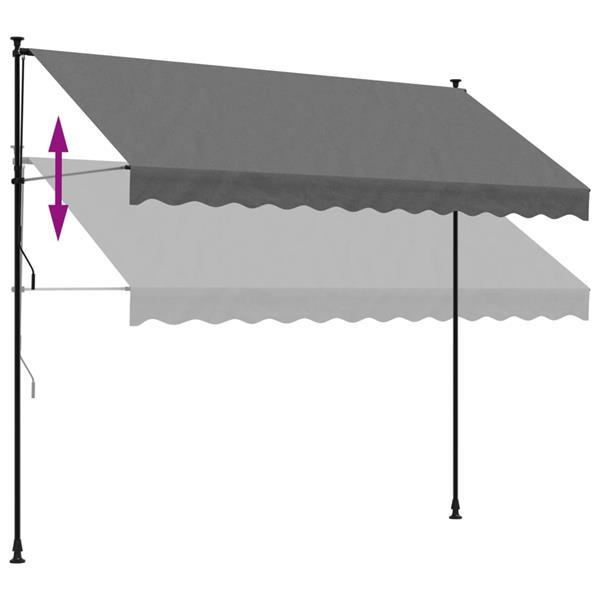 Grote foto vidaxl luifel uittrekbaar 300x150 cm stof en staal antracietkleurig tuin en terras overige tuin en terras