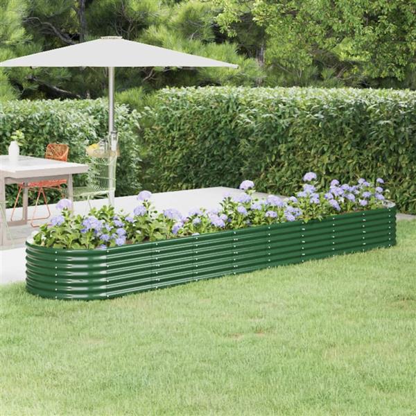 Grote foto vidaxl plantenbak 368x80x36 cm gepoedercoat staal groen tuin en terras overige tuin en terras