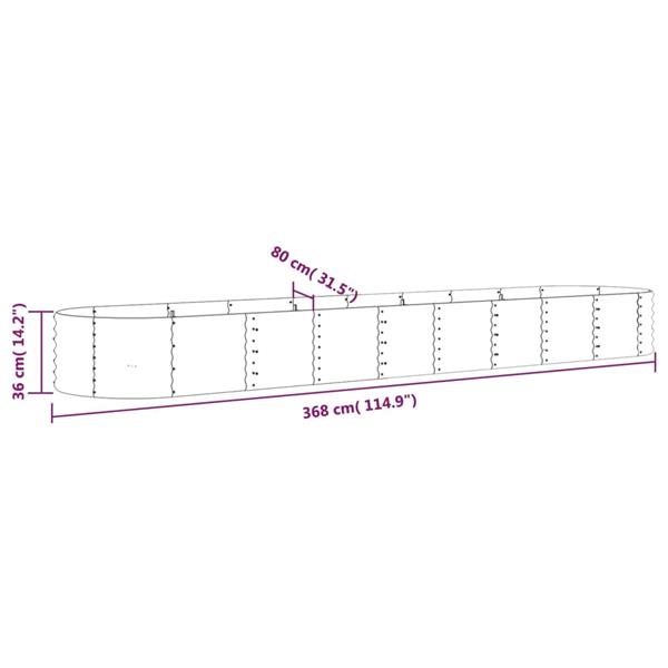 Grote foto vidaxl plantenbak 368x80x36 cm gepoedercoat staal groen tuin en terras overige tuin en terras