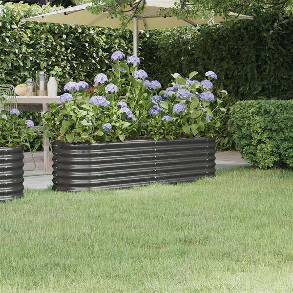 Grote foto vidaxl plantenbak 152x40x36 cm gepoedercoat staal antracietkleurig tuin en terras overige tuin en terras