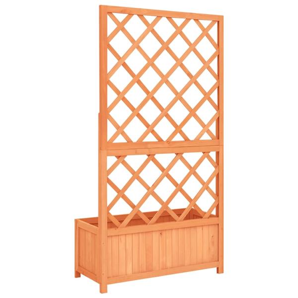 Grote foto vidaxl latwerkplantenbak 70x30x135 cm massief vurenhout bruin tuin en terras overige tuin en terras