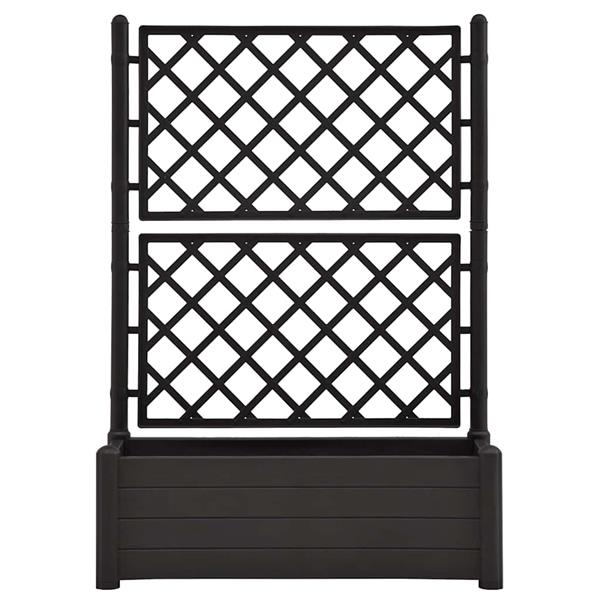 Grote foto vidaxl plantenbak met latwerk 100x43x142 cm pp antraciet tuin en terras overige tuin en terras