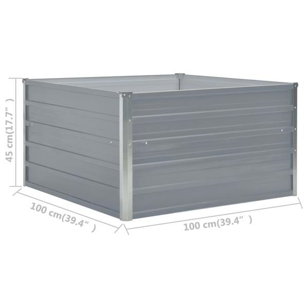Grote foto vidaxl plantenbak verhoogd 100x100x45 cm gegalvaniseerd staal grijs tuin en terras overige tuin en terras