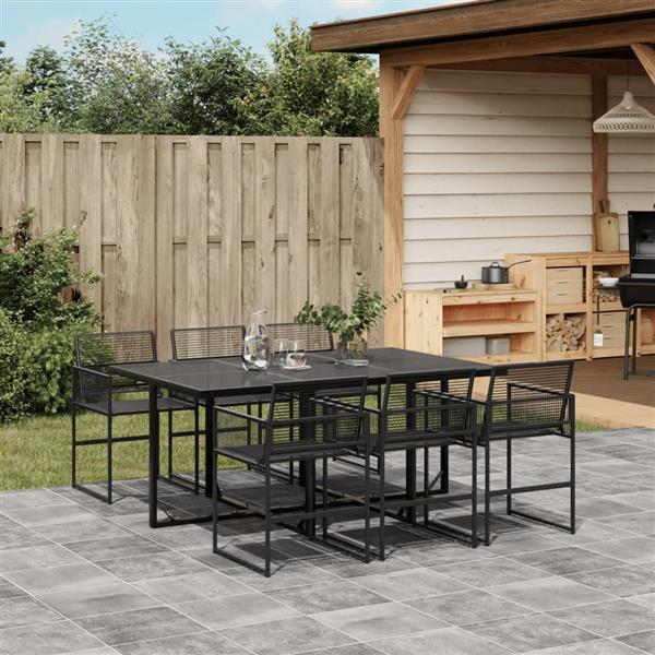 Grote foto vidaxl 7 delige tuinset poly rattan zwart tuin en terras tuinmeubelen