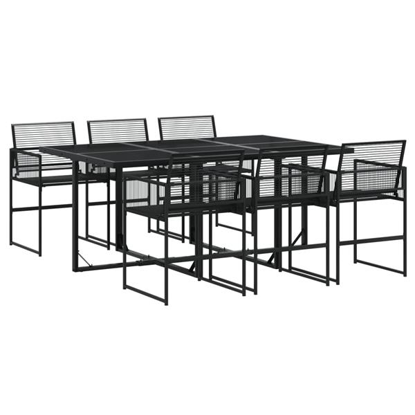 Grote foto vidaxl 7 delige tuinset poly rattan zwart tuin en terras tuinmeubelen