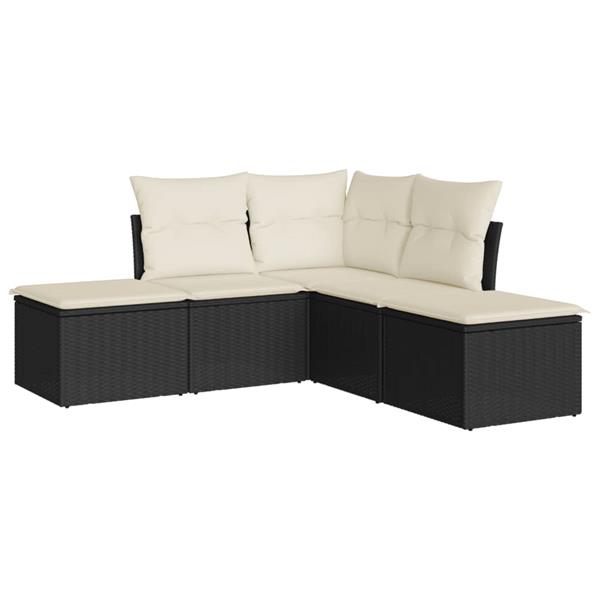 Grote foto vidaxl 5 delige loungeset met kussens poly rattan zwart tuin en terras tuinmeubelen