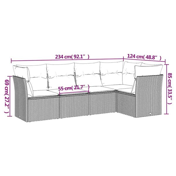 Grote foto vidaxl 5 delige loungeset met kussens poly rattan lichtgrijs tuin en terras tuinmeubelen