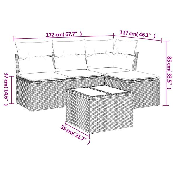 Grote foto vidaxl 5 delige loungeset met kussens poly rattan lichtgrijs tuin en terras tuinmeubelen