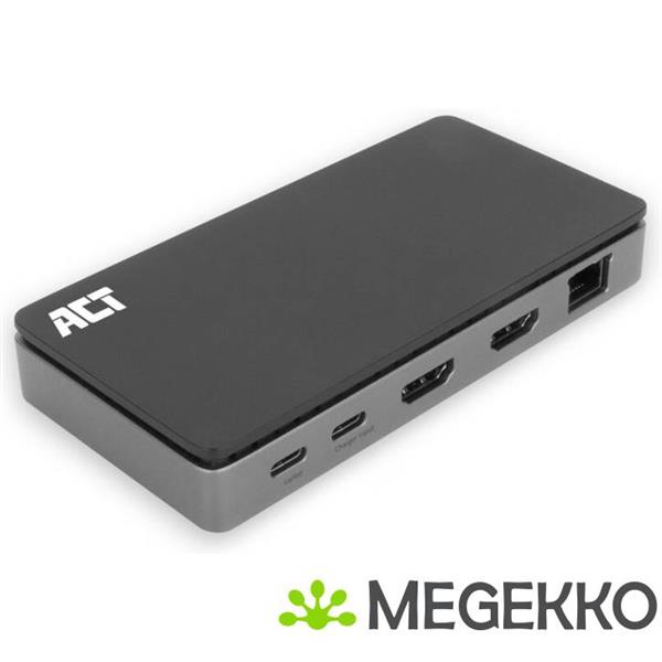 Grote foto act usb c 4k mst dockingstation voor 2 hdmi monitoren. ethernet. usb c. 3x usb a. pd passthrough en computers en software overige computers en software