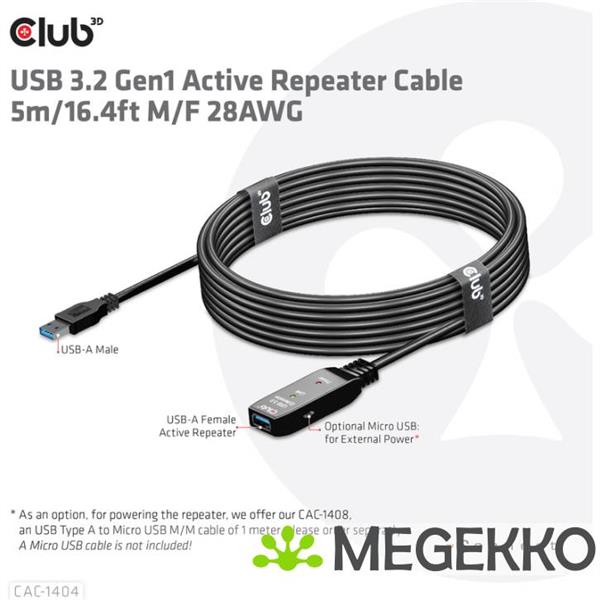 Grote foto club3d cac 1404 usb kabel 5 m usb 3.2 gen 1 3.1 gen 1 usb a zwart computers en software overige computers en software