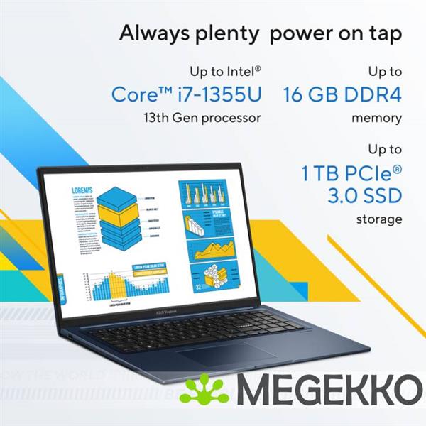 Grote foto asus vivobook 17 x1704va au200w 17.3 core i3 1315u computers en software overige computers en software