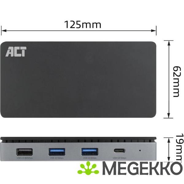 Grote foto act usb c 4k mst dockingstation voor 2 hdmi monitoren. ethernet. usb c. 3x usb a. pd passthrough en computers en software overige computers en software
