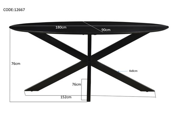 Grote foto eettafel oslo ovaal zwart acaciahout 180 cm huis en inrichting eettafels