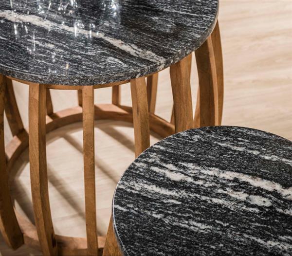 Grote foto bijzettafel set van 2 midnight half moon zwart marmer huis en inrichting eettafels