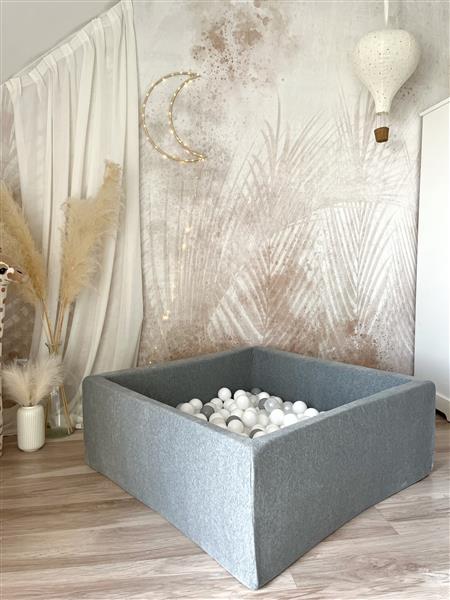 Grote foto ballenbad soft velvet 106x106x40 cm grey excl ballen kinderen en baby overige