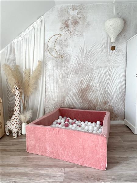 Grote foto ballenbad soft velvet 106x106x40 cm dark pink excl ballen kinderen en baby overige