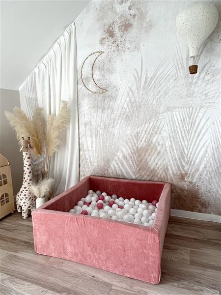 Grote foto ballenbad soft velvet 106x106x40 cm dark pink excl ballen kinderen en baby overige