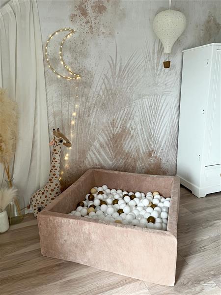 Grote foto ballenbad soft velvet 106x106x40 cm dark beige excl ballen kinderen en baby overige
