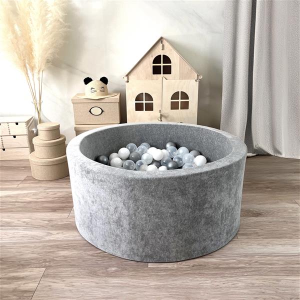 Grote foto ballenbad soft velvet 90x40cm grey melange excl ballen kinderen en baby overige