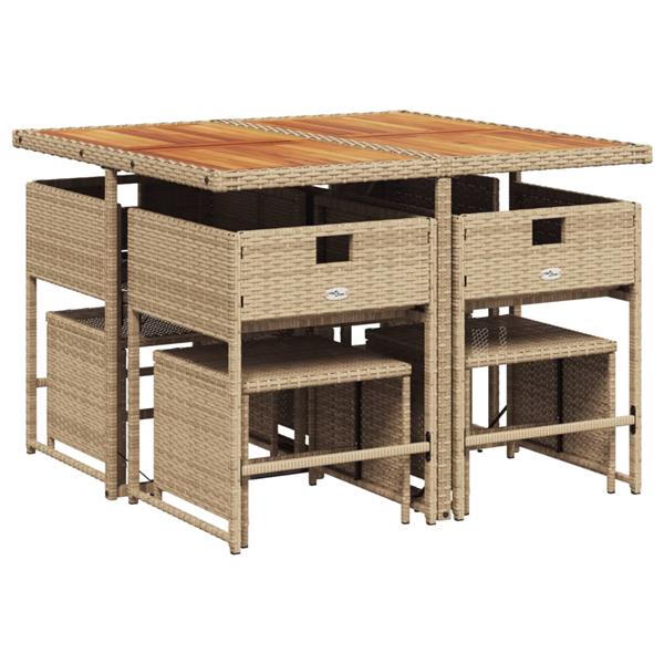 Grote foto vidaxl 9 delige tuinset met kussens poly rattan beige tuin en terras tuinmeubelen
