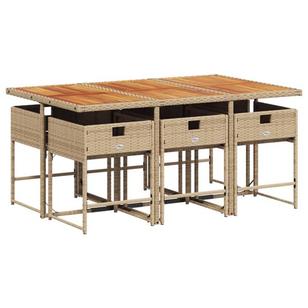 Grote foto vidaxl 7 delige tuinset met kussens poly rattan beige tuin en terras tuinmeubelen