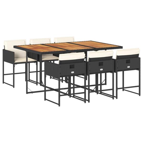 Grote foto vidaxl 7 delige tuinset met kussens poly rattan zwart tuin en terras tuinmeubelen
