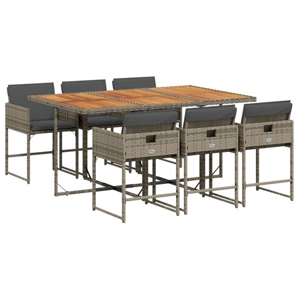 Grote foto vidaxl 7 delige tuinset met kussens poly rattan grijs tuin en terras tuinmeubelen