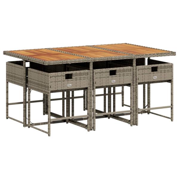 Grote foto vidaxl 7 delige tuinset met kussens poly rattan grijs tuin en terras tuinmeubelen