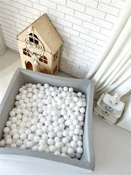 Grote foto ballenbad cotton 106x106x40 cm light grey excl ballen kinderen en baby overige