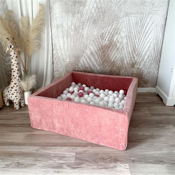 Grote foto ballenbad soft velvet 106x106x40 cm dark pink excl ballen kinderen en baby overige