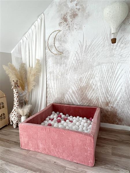 Grote foto ballenbad soft velvet 106x106x40 cm dark pink excl ballen kinderen en baby overige
