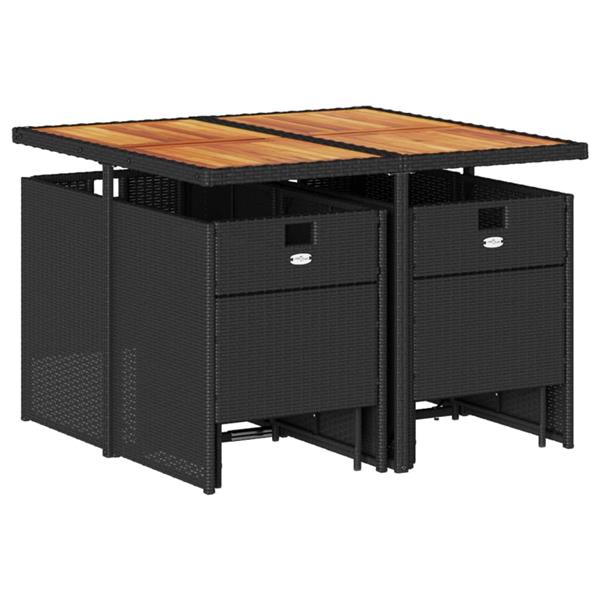 Grote foto vidaxl 9 delige tuinset poly rattan zwart tuin en terras tuinmeubelen