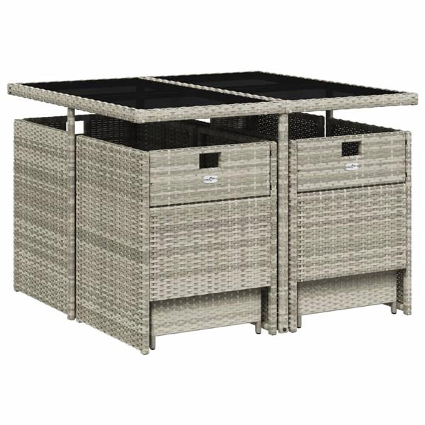 Grote foto vidaxl 9 delige tuinset met kussens poly rattan lichtgrijs tuin en terras tuinmeubelen