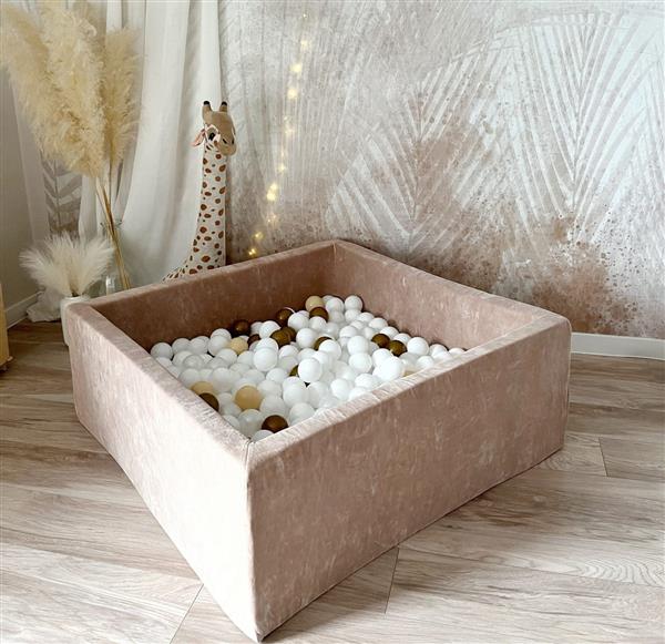 Grote foto ballenbad soft velvet 106x106x40 cm dark beige excl ballen kinderen en baby overige