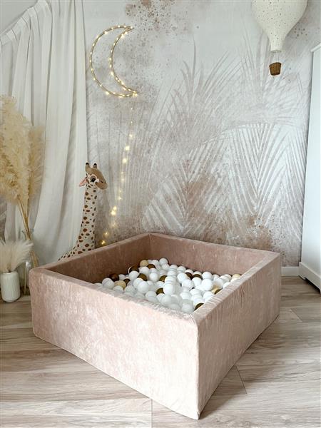 Grote foto ballenbad soft velvet 106x106x40 cm dark beige excl ballen kinderen en baby overige