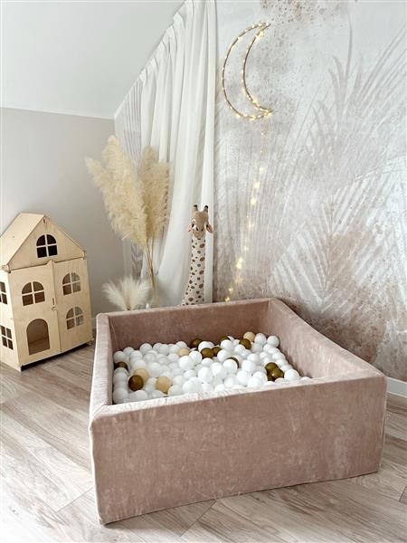 Grote foto ballenbad soft velvet 106x106x40 cm dark beige excl ballen kinderen en baby overige