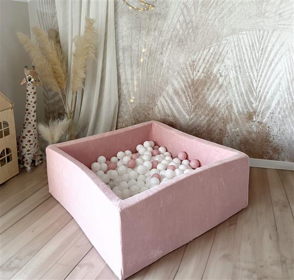 Grote foto ballenbad soft velvet 106x106x40 cm light pink excl ballen kinderen en baby overige