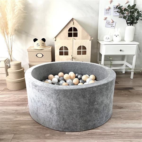 Grote foto ballenbad soft velvet 90x40cm grey melange excl ballen kinderen en baby overige