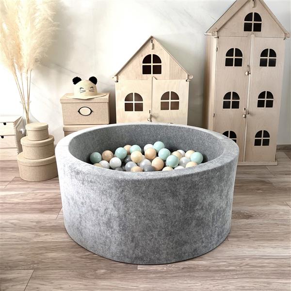 Grote foto ballenbad soft velvet 90x40cm grey melange excl ballen kinderen en baby overige