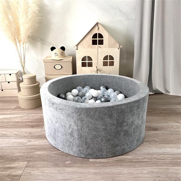 Grote foto ballenbad soft velvet 90x40cm grey melange excl ballen kinderen en baby overige