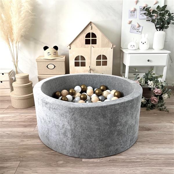 Grote foto ballenbad soft velvet 90x40cm grey melange excl ballen kinderen en baby overige