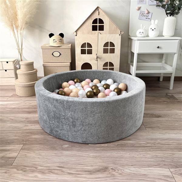 Grote foto ballenbad soft velvet 90x30cm grey melange excl ballen kinderen en baby overige