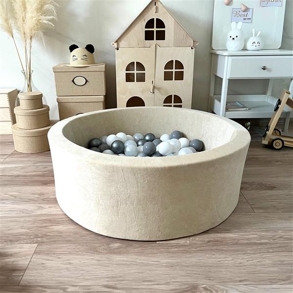 Grote foto ballenbad soft velvet 90x30cm ecru excl ballen kinderen en baby overige