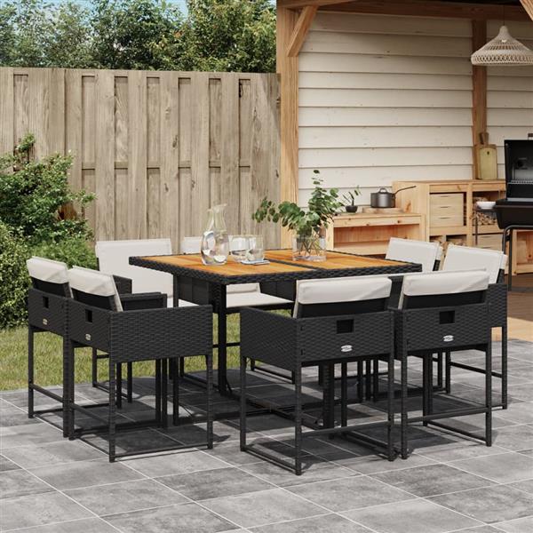 Grote foto vidaxl 9 delige tuinset poly rattan zwart tuin en terras tuinmeubelen